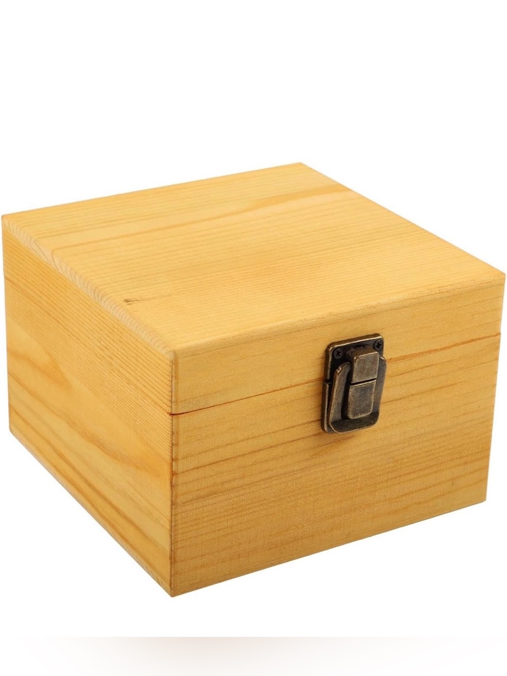 Natural Wood Storage Box with Antique Latch - Natural